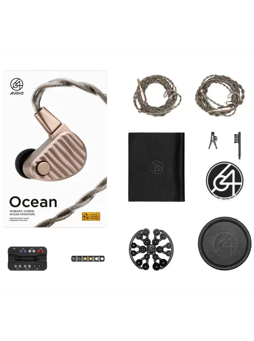 64 AUDIO OCEAN - Hibrid high-end cu 6 drivere, monitor IEM de referință cu 32 de reglaje acustice pasive