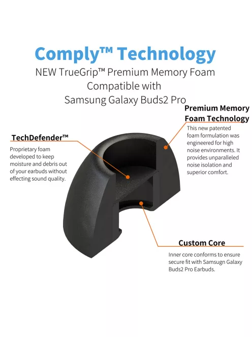 COMPLY TRUEGRIP PREMIUM PENTRU SAMSUNG GALAXY BUDS2 PRO - Perne din spumă cu memorie pentru căștile Samsung Galaxy Buds2 Pro - L