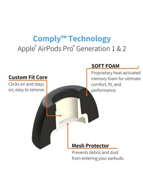 COMPLY TRUEGRIP PREMIUM PENTRU APPLE AIRPODS PRO GEN 1 ȘI 2 - Vârfuri din spumă cu memorie pentru Apple AirPods Gen 1 și 2 - M
