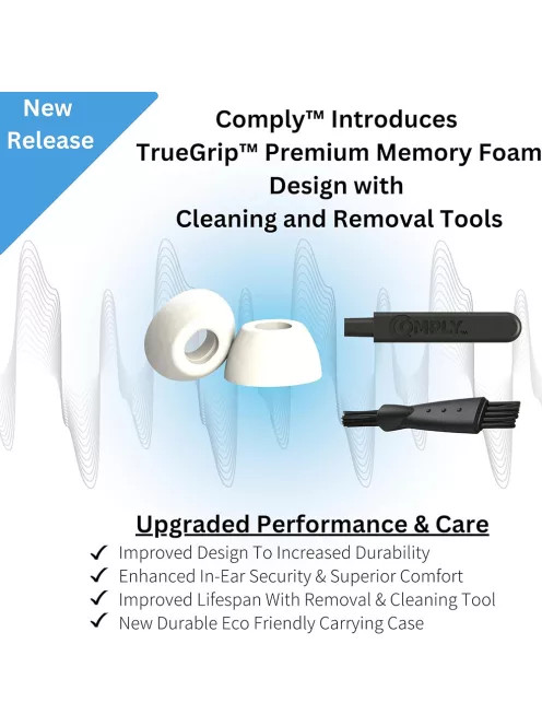 COMPLY TRUEGRIP PREMIUM PENTRU APPLE AIRPODS PRO GEN 1 ȘI 2 - Vârfuri din spumă cu memorie pentru Apple AirPods Gen 1 și 2 - L