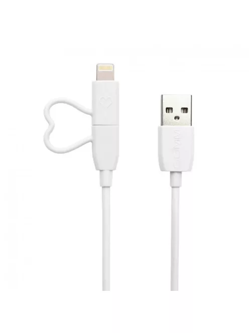 Cablu USB universal GGMM cu cap Lightning/MicroUSB - Mfi - Alb