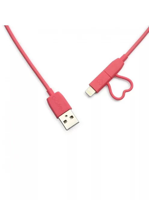 Cablu USB universal GGMM cu cap Lightning/MicroUSB - Mfi - Roz