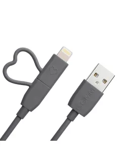   Cablu USB universal GGMM cu cap Lightning/MicroUSB - Mfi - Gri