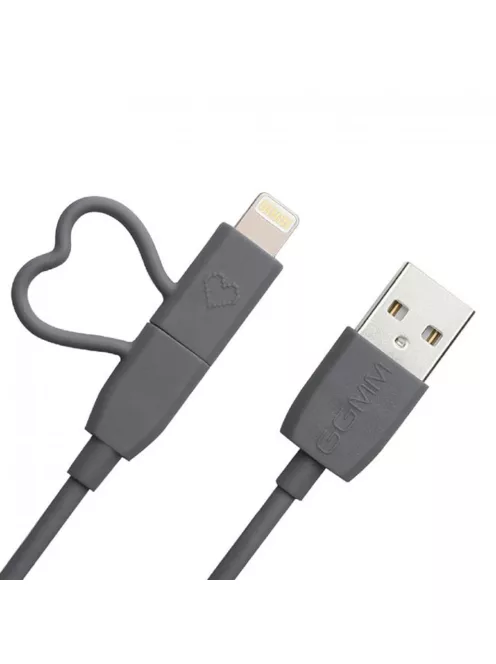 Cablu USB universal GGMM cu cap Lightning/MicroUSB - Mfi - Gri