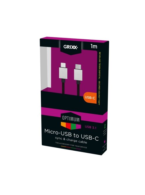 GRIXX OPTIMUM USB C - MICRO USB - Cablu de date și încărcare de mare viteză Nylon 1 m