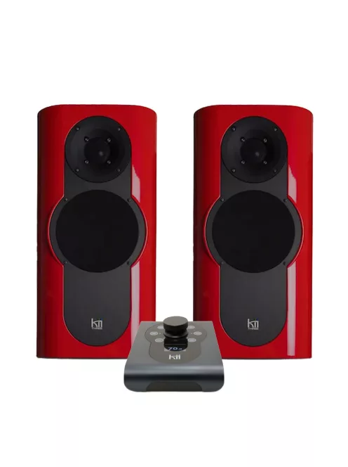 KII AUDIO THREE SYSTEM - Pereche de difuzoare active premium cu 3 căi cu Kii CONTROL - Tempranillo Red Metallic