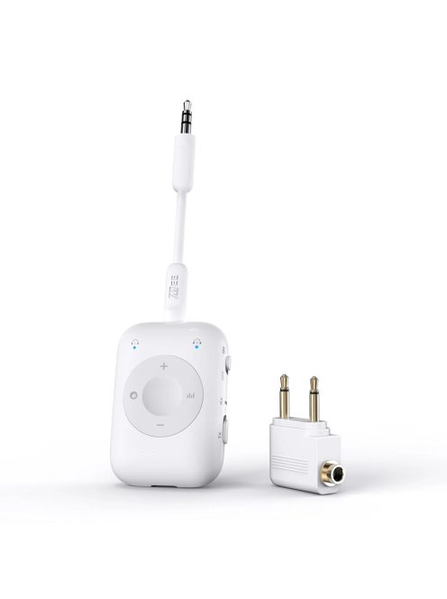 MEE AUDIO CONNECT AIR PRO - Transmițător și receptor audio wireless cu aptX Low Latency pentru zbor și ascultare de muzică acasă - Alb