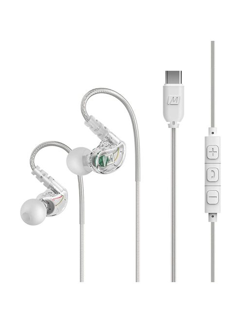 MEE AUDIO M6-USB - Căști sport In-Ear Memory Wire cu conector Type-C - Transparent