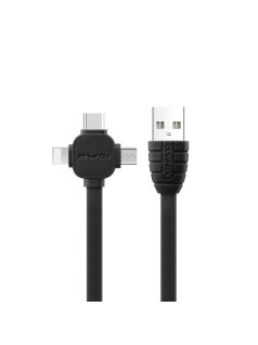   AWEI CL-82 - Cablu USB 3 în 1 MicroUSB / Lightning / Type-C de 1m - Negru