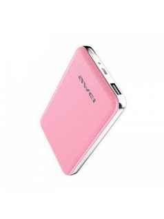   AWEI P84K - Powerbank portabil de 10400mAh cu carcasă elegantă cu efect de piele  - Roz
