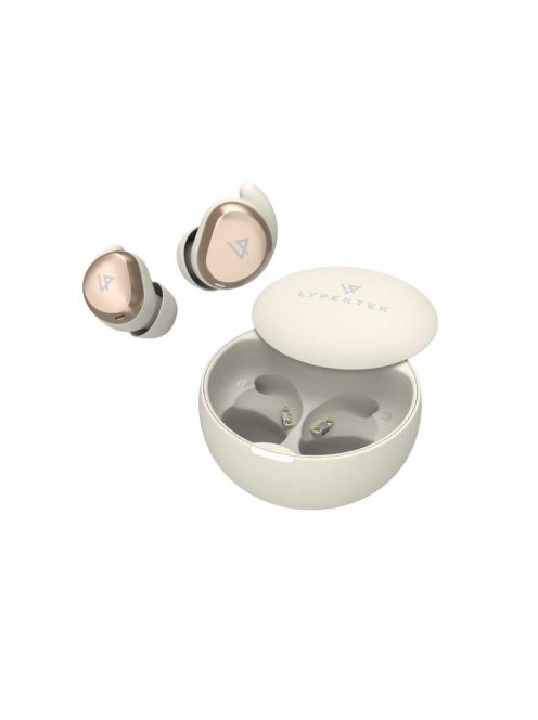 LYPERTEK SOUNDFREE S10 - True Wireless Stereo (TWS) Căști intraauriculare ultra compacte cu anulare activă a zgomotului (ANC) Încărcare wireless (Qi) Bluetooth 5.3 IPX4 - Bej