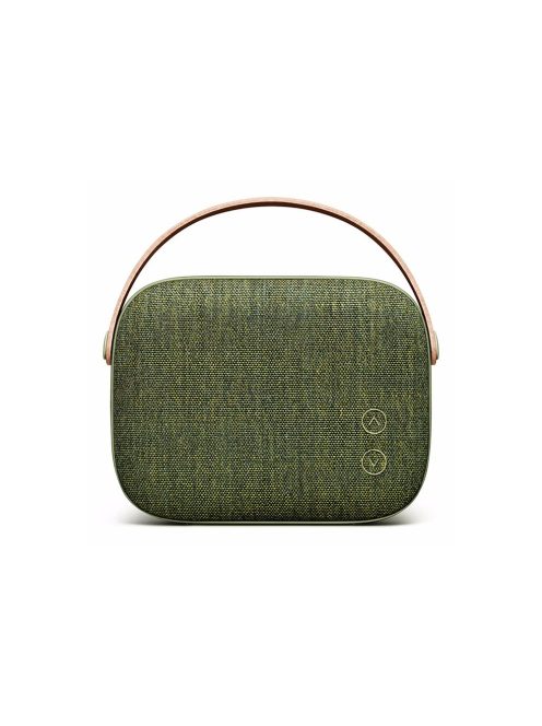 VIFA HELSINKI - Boxă stereo premium bluetooth portabilă, cu curea din piele naturală și capac din material textil din țesătură „KVADRAT” - Salcie-Verde