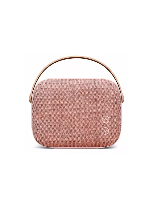 VIFA HELSINKI - Boxă stereo premium bluetooth portabilă, cu curea din piele naturală și capac din material textil din țesătură „KVADRAT” - Roz - DEMO