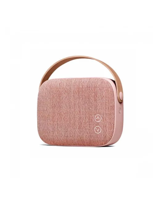 VIFA HELSINKI - Boxă stereo premium bluetooth portabilă, cu curea din piele naturală și capac din material textil din țesătură „KVADRAT” - Roz - DEMO
