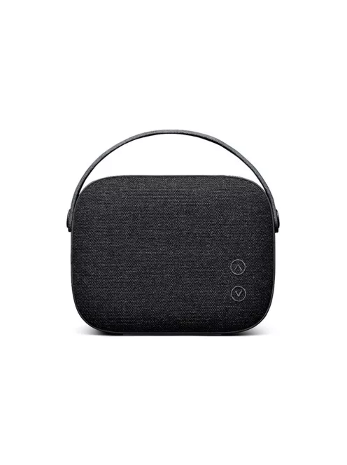 VIFA HELSINKI - Boxă stereo premium bluetooth portabilă, cu curea din piele naturală și capac din material textil din țesătură „KVADRAT” - Negru Ardezie