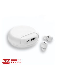   MUZIX YA AIR TWINS - Căști microfonice True Wireless Stereo (TWS) cu carcasă PowerBank de 2600mAh  - Alb