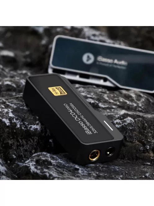IBASSO DC04PRO - Adaptor USB Type-C FEMALE la 3,5mm Jack FEMALE și 4,4mm Pentaconn FEMALE DAC cu 32bit 384kHz PCM DSD256 - Negru