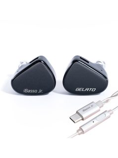   IBASSO JR GELATO DSP - Un monitor in-ear cu driver dinamic cu căști și microfon USB Type-C, cablu din cupru placat cu argint cu 2 pini. - Negru
