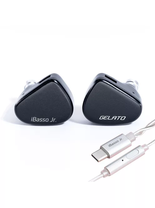 IBASSO JR GELATO DSP - Un monitor in-ear cu driver dinamic cu căști și microfon USB Type-C, cablu din cupru placat cu argint cu 2 pini. - Negru