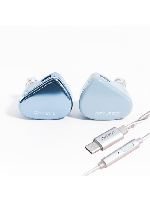 IBASSO JR GELATO DSP - Un monitor in-ear cu driver dinamic cu căști și microfon USB Type-C, cablu din cupru placat cu argint cu 2 pini. - Albastru