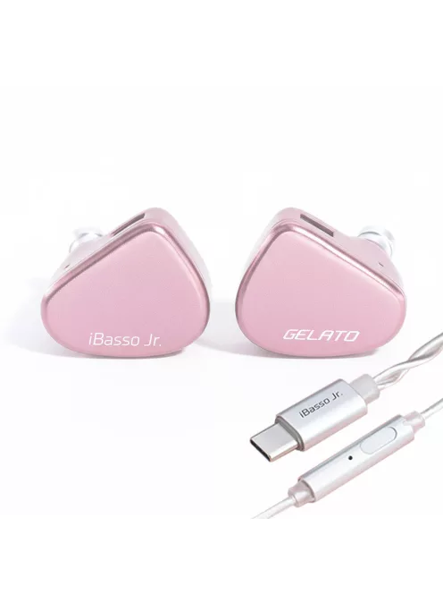 IBASSO JR GELATO DSP - Un monitor in-ear cu driver dinamic cu căști și microfon USB Type-C, cablu din cupru placat cu argint cu 2 pini. - Pink