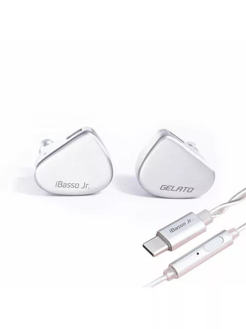IBASSO JR GELATO DSP - Un monitor in-ear cu driver dinamic cu căști și microfon USB Type-C, cablu din cupru placat cu argint cu 2 pini. - Argintiu