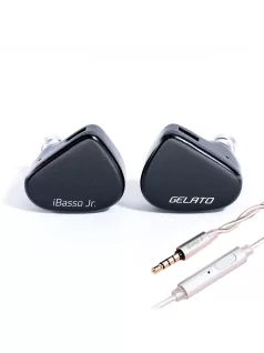   IBASSO JR GELATO MIC - O pereche de căști In-ear monitor cu difuzor dinamic, cu microfon de 3.5 mm și cablu de cupru placat cu argint cu conector 2-Pin - Negru