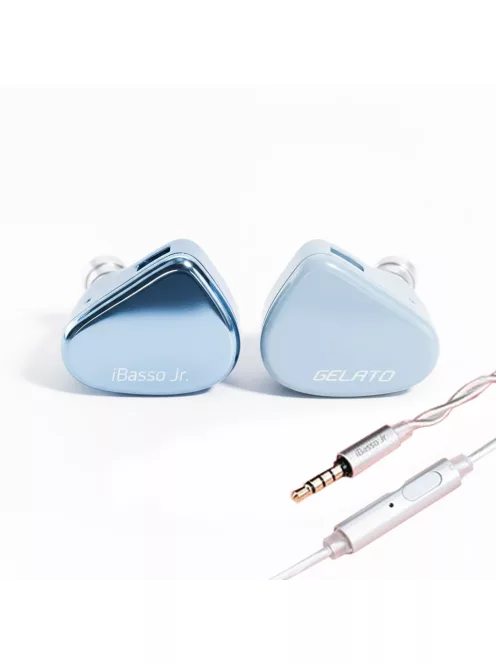 IBASSO JR GELATO MIC - O pereche de căști In-ear monitor cu difuzor dinamic, cu microfon de 3.5 mm și cablu de cupru placat cu argint cu conector 2-Pin - Albastru