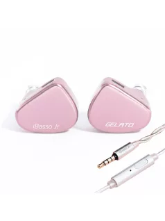   IBASSO JR GELATO MIC - O pereche de căști In-ear monitor cu difuzor dinamic, cu microfon de 3.5 mm și cablu de cupru placat cu argint cu conector 2-Pin - Pink