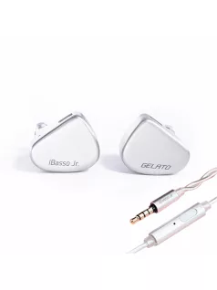   IBASSO JR GELATO MIC - O pereche de căști In-ear monitor cu difuzor dinamic, cu microfon de 3.5 mm și cablu de cupru placat cu argint cu conector 2-Pin - Argintiu