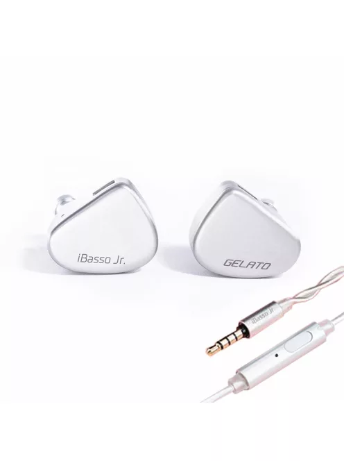IBASSO JR GELATO MIC - O pereche de căști In-ear monitor cu difuzor dinamic, cu microfon de 3.5 mm și cablu de cupru placat cu argint cu conector 2-Pin - Argintiu