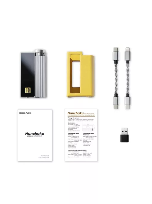 IBASSO NUNCHAKU - DAC și amplificator pentru căști portabil cu amplificare pe tub și clasă AB 32bit 768kHz DSD512 - Roșu