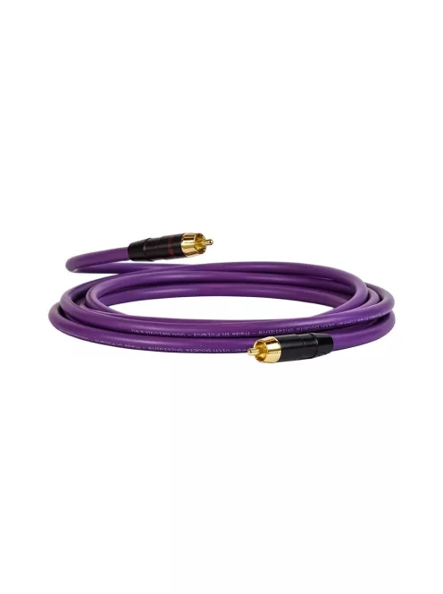 MELODIKA PURPLE SERIES MDSW - cablu de semnal pentru subwoofer 4N OFC RCA M și RCA M cu conectori placați cu aur - Violet - 1m