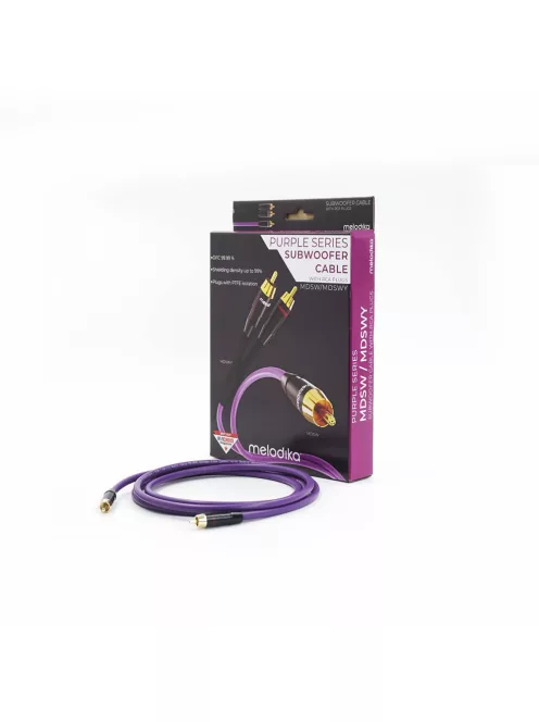 MELODIKA PURPLE SERIES MDSW - 4N OFC RCA M și RCA M cablu de semnal pentru subwoofer cu conectori placați cu aur - Violet - 4m