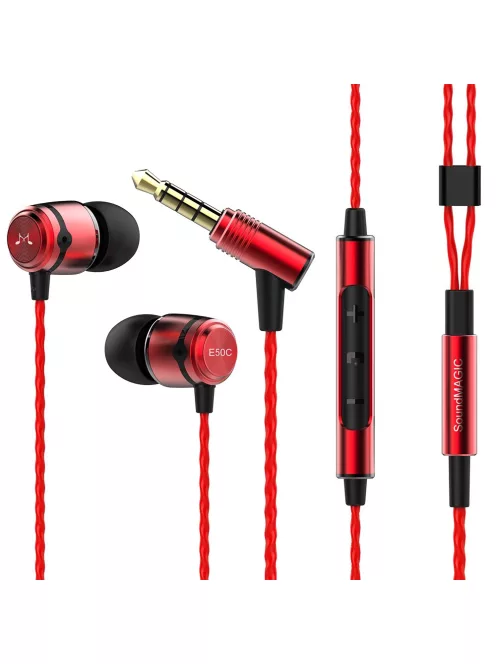 SOUNDMAGIC E50C - Căști In-Ear stereo de înaltă calitate pentru muzică detaliată cu microfon. - Roșu