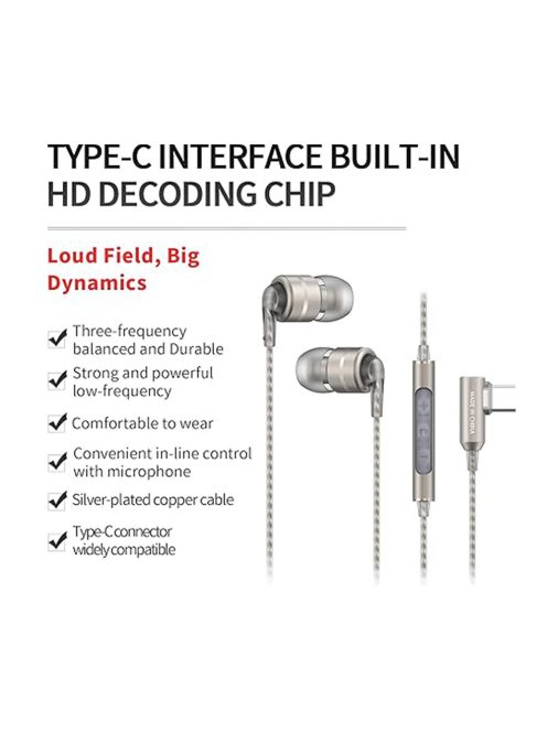 SOUNDMAGIC E80D - Căști In-ear cu un singur driver dinamic și conector Type-C - Gunmetal