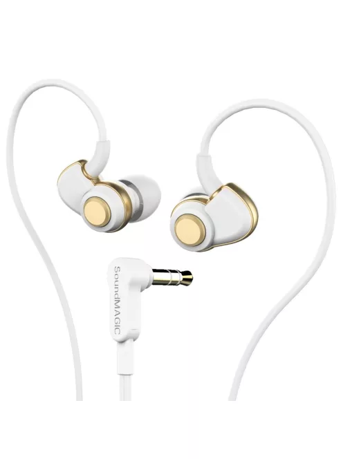 SOUNDMAGIC PL30+ - Căști stereo ultra confortabile de tip monitor în ureche, cu o calitate sonică excelentă - Alb-Auriu