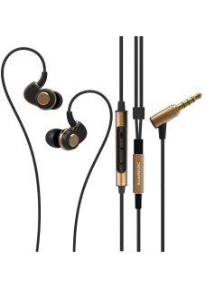   SoundMAGIC PL30+ C - Căști Stereo In-ear, ultra confortabile monitor style , calitate sonică excelentă, cu  microfon - Negru-Auriu