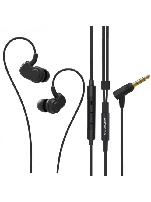 SoundMAGIC PL30+ C - Căști Stereo In-ear, ultra confortabile monitor style , calitate sonică excelentă, cu  microfon - Negru-Gri
