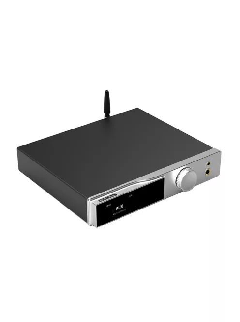 SMSL AO300 - DAC de masă cu amplificator pentru căști și stereo, Bluetooth aptX HD LDAC HDMI ARC 2.1 MQA-CD 32bit 768kHz DSD256 2x165W 4 Ohm - Argint