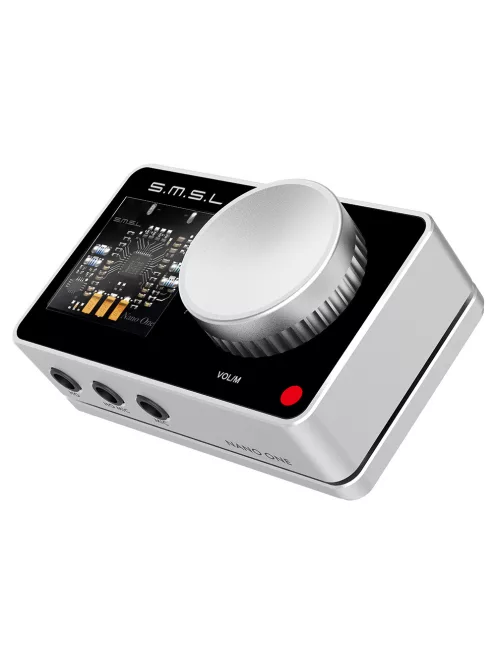 SMSL Nano One - USB DAC pentru Gaming, placă de sunet externă și amplificator de căști cu surround virtual 7.1 și intrare de microfon cu reducere a zgomotului DSP - Argint