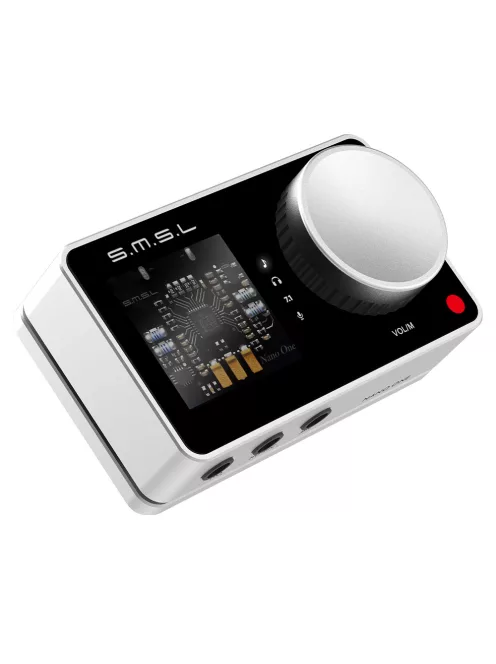 SMSL Nano One - USB DAC pentru Gaming, placă de sunet externă și amplificator de căști cu surround virtual 7.1 și intrare de microfon cu reducere a zgomotului DSP - Argint