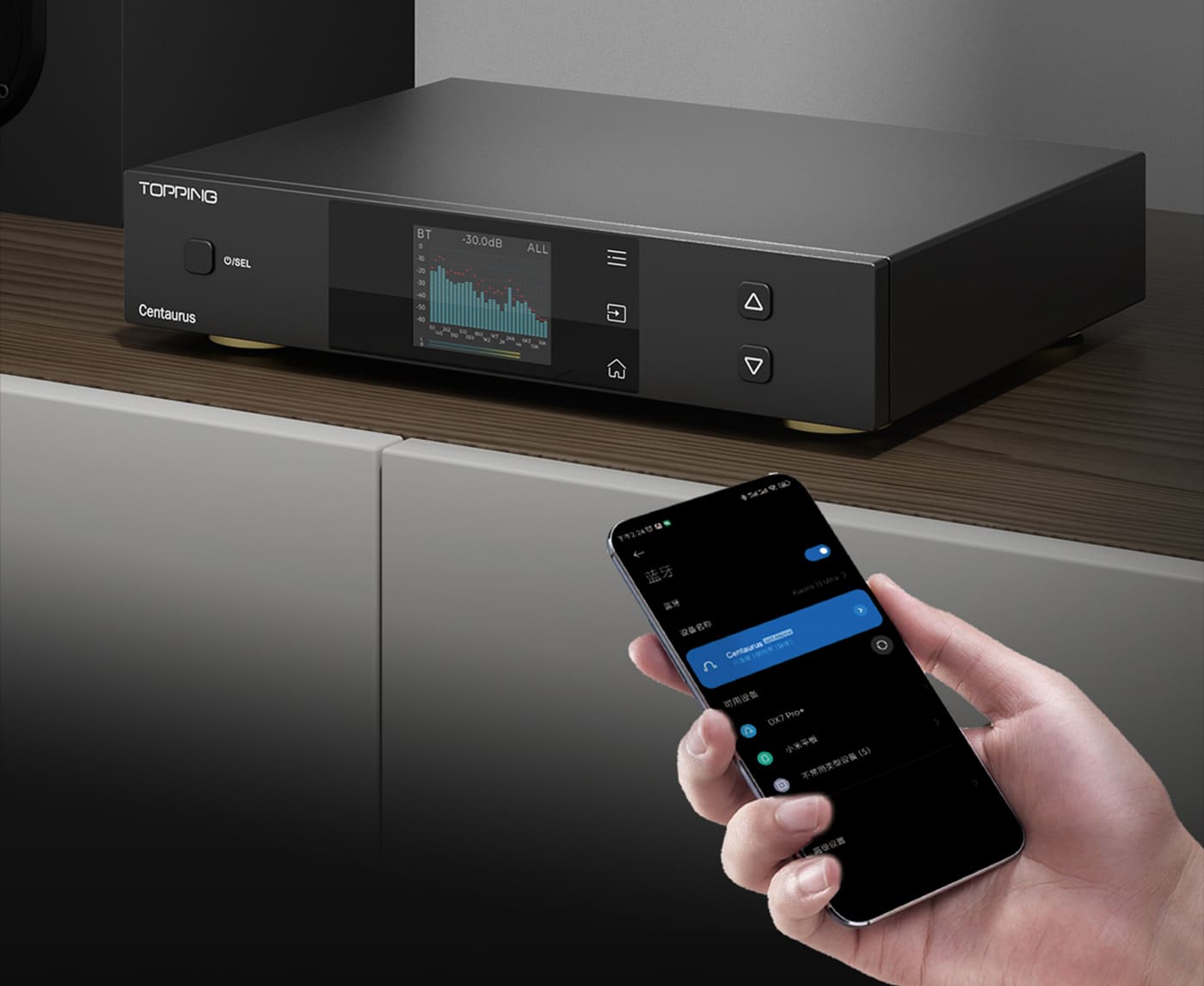 TOPPING Centaurus conexiune wireless Bluetooth 5.1 și LDAC